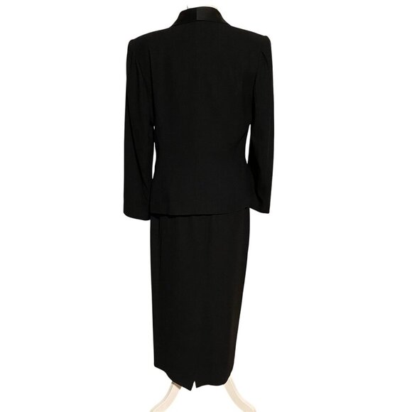 VINTAGE Jacqueline Ferrar 2 Piece Black Pencil Skirt Suit ~Style 40312 Size 10/6 - Picture 3 of 16